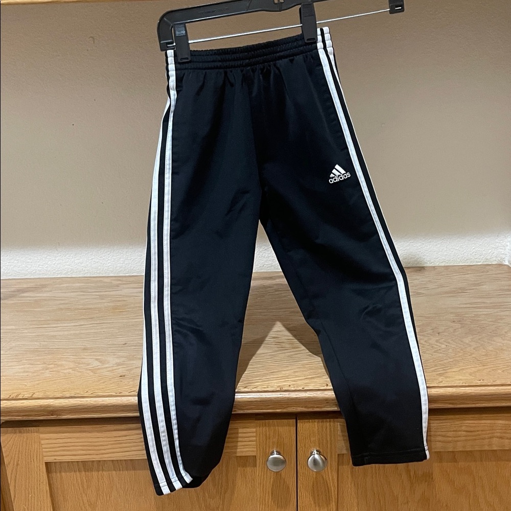 adidas Kids Black Sweatpants with White Accents